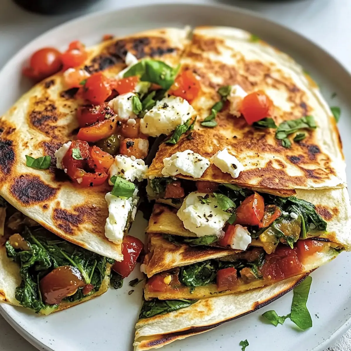 Mediterranean Quesadillas with Spinach, Feta, & Mozzarella Bliss