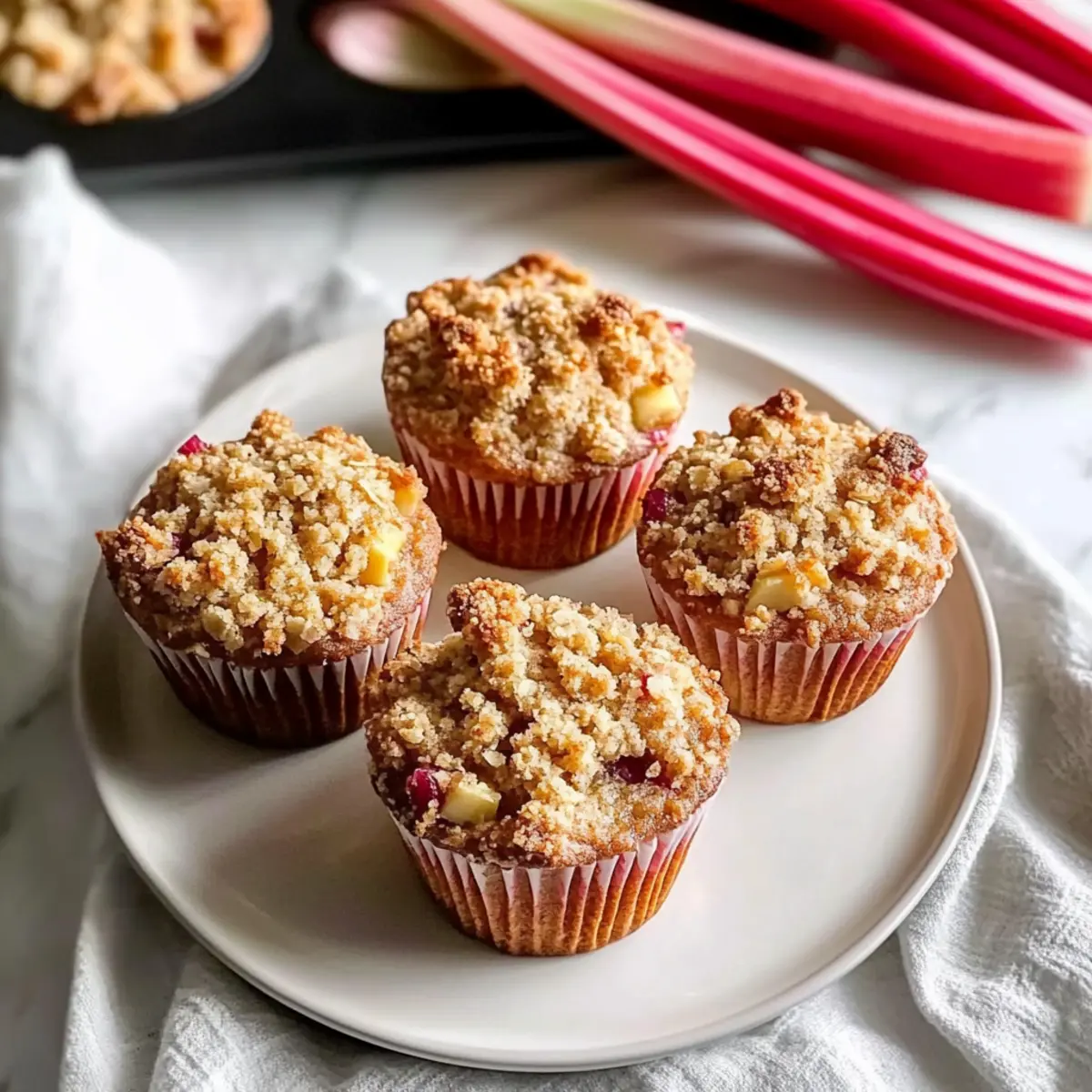 Rhubarb Oat Muffins with Cinnamon Butter Crumble Bliss