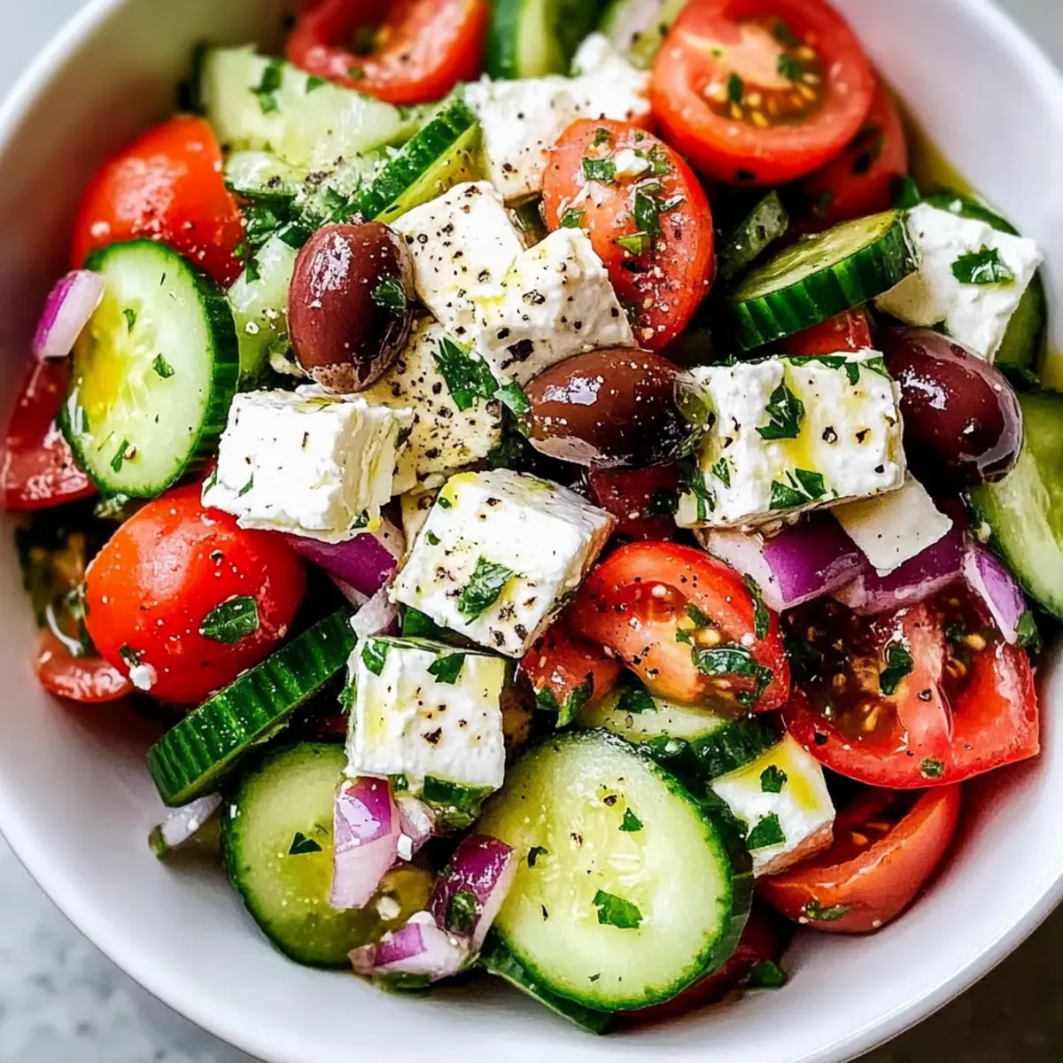 Mediterranean Salad with Tomatoes & Feta That Refreshes Your Day