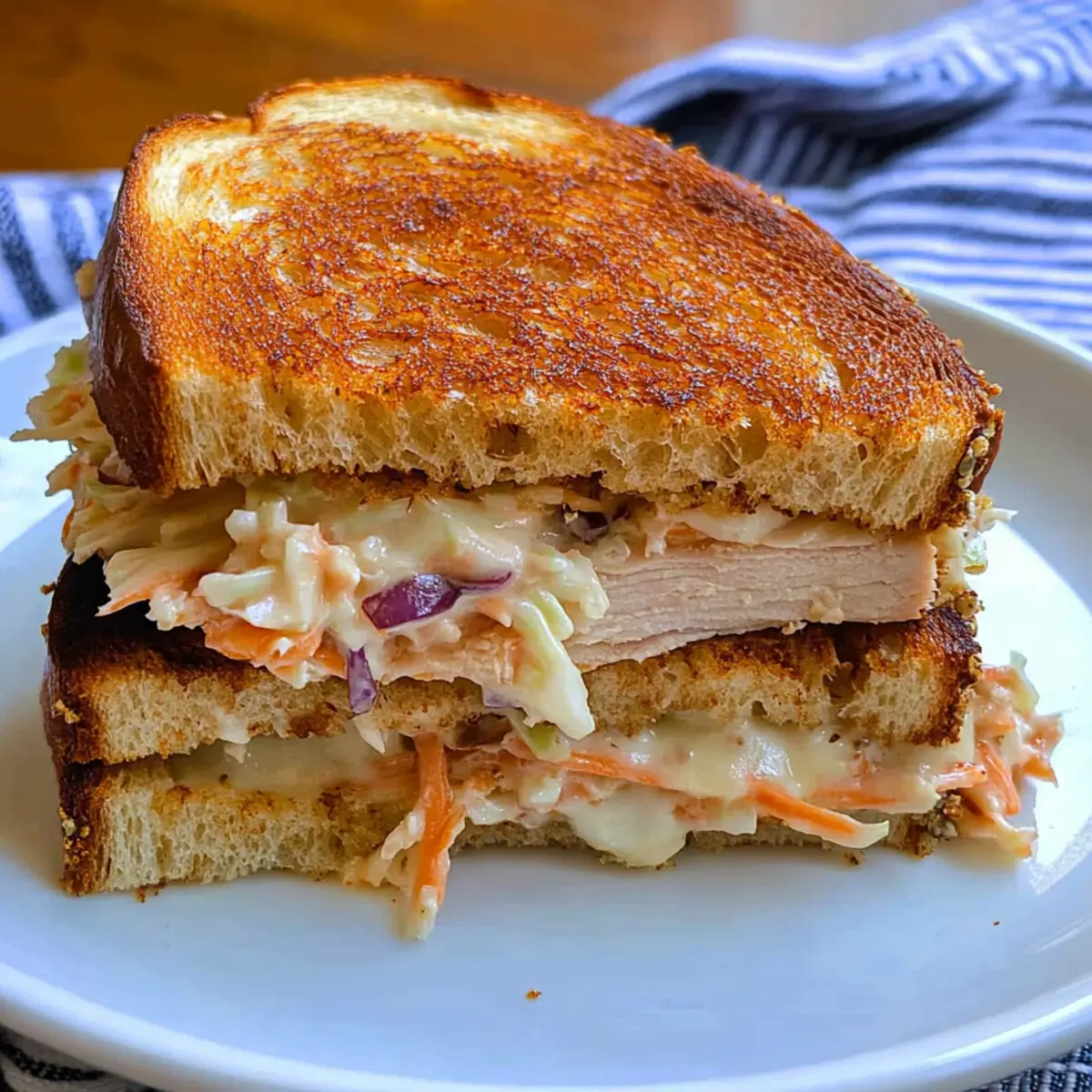 Savory Rachel Sandwich with Turkey and Coleslaw Delight