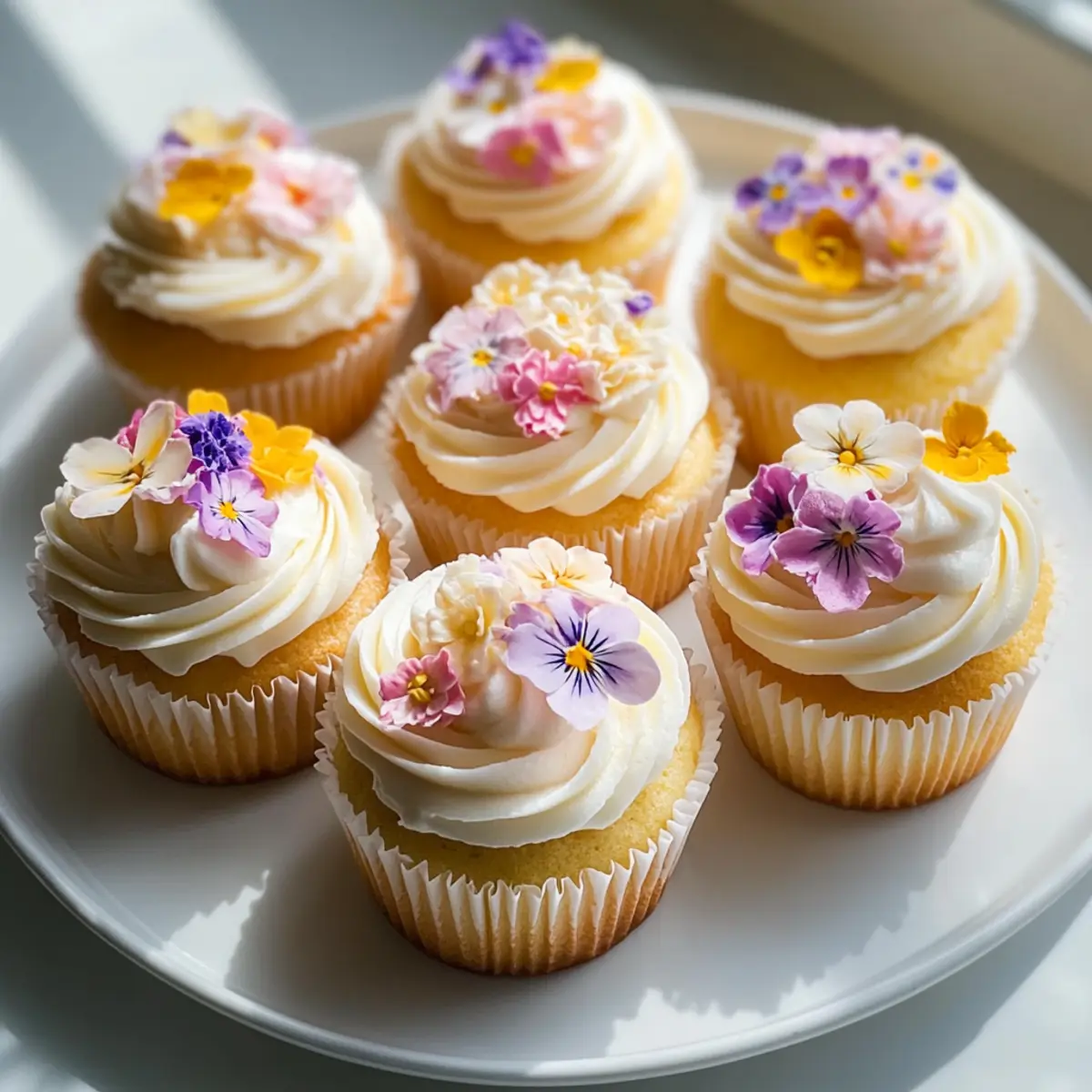 Mothers Day Vanilla Floral Garden Cupcakes to Charm Her Heart