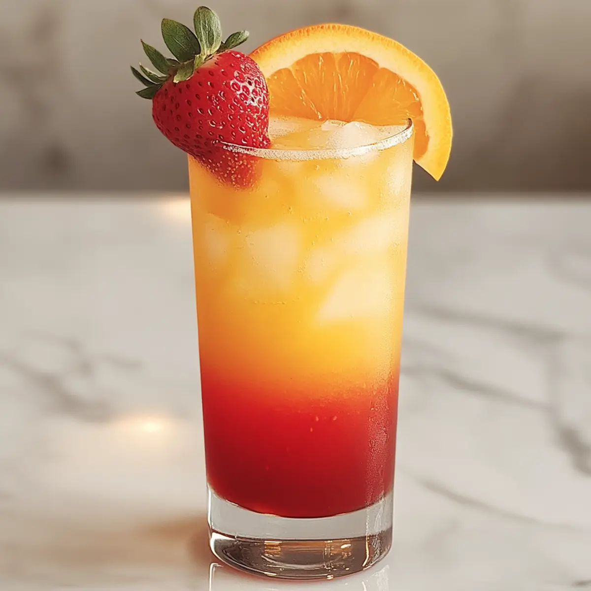 Delightful Strawberry Sunrise Mocktail for Refreshing Sips