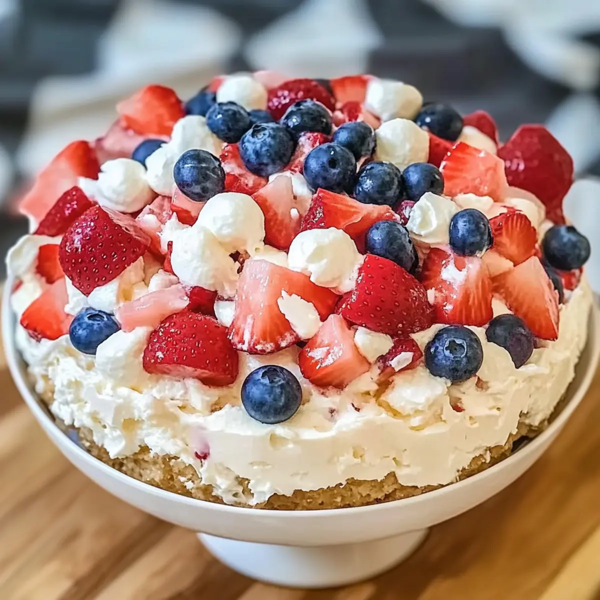 memorial day Red, White, and Blue Cheesecake Salad