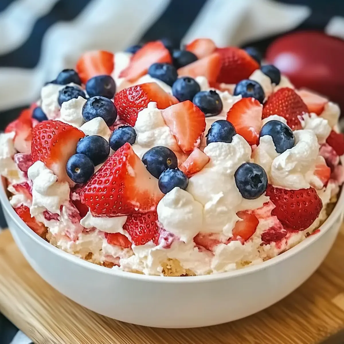 Memorial Day Red, White, and Blue Cheesecake Salad Bliss