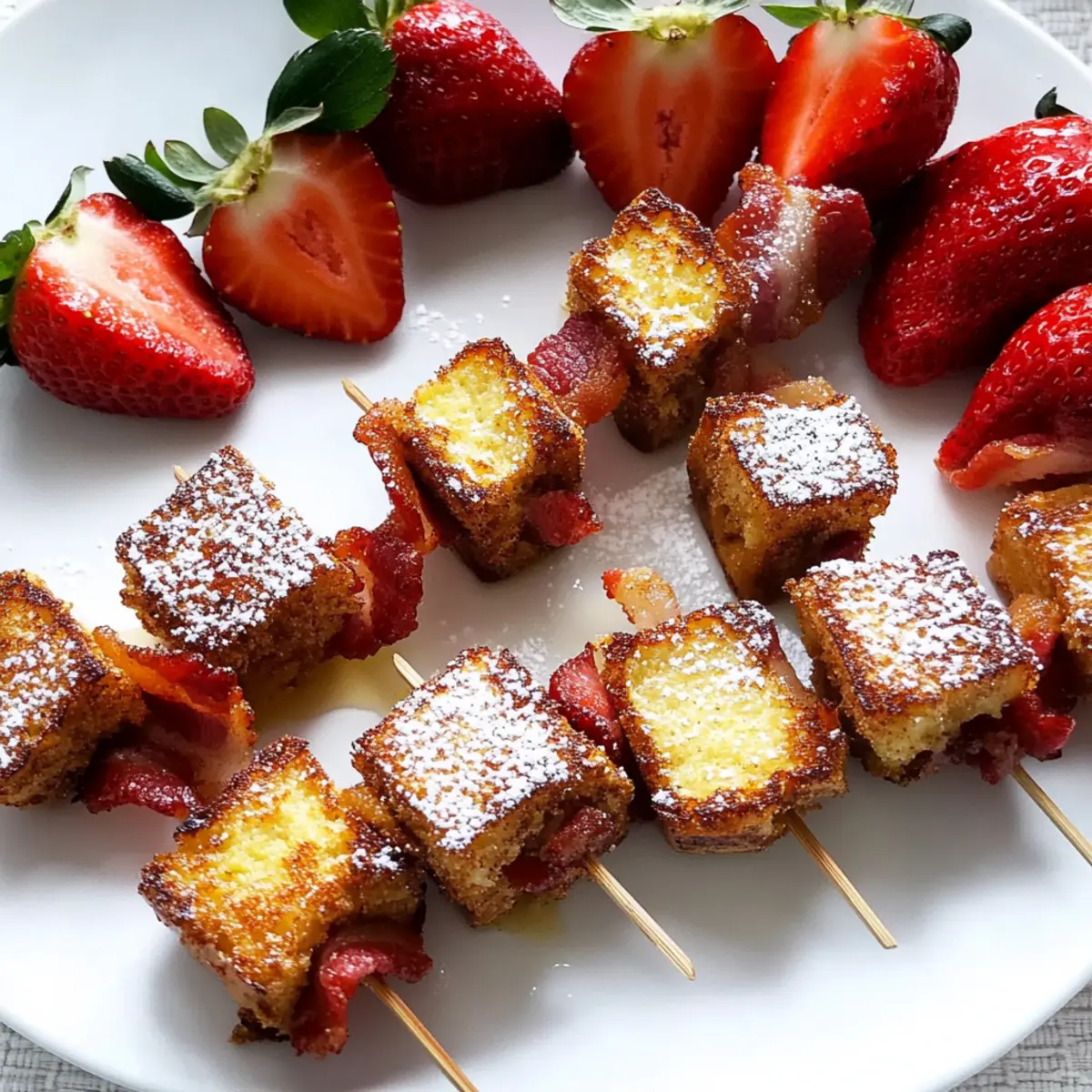 French Toast Kababs with Strawberries and Bacon Delight