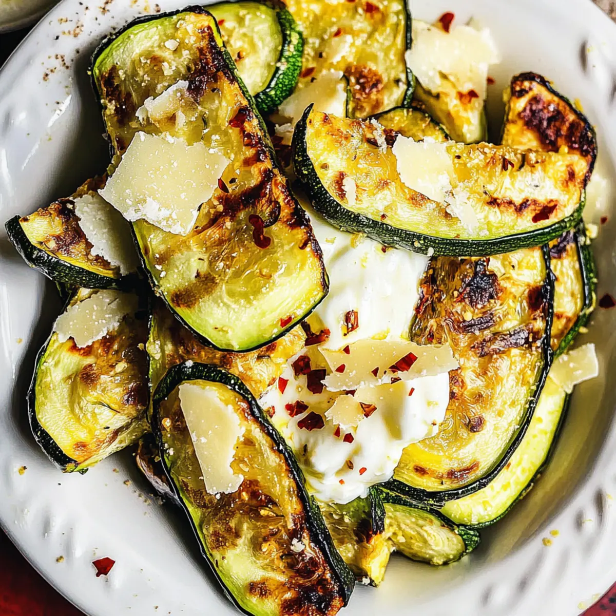 Delicious Charred Smashed Zucchini with Tangy Garlic Sauce