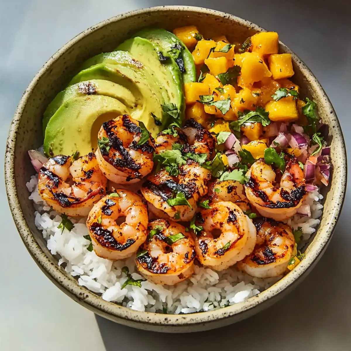 Savor the Zest: Charred Shrimp and Avocado Bowl Delight