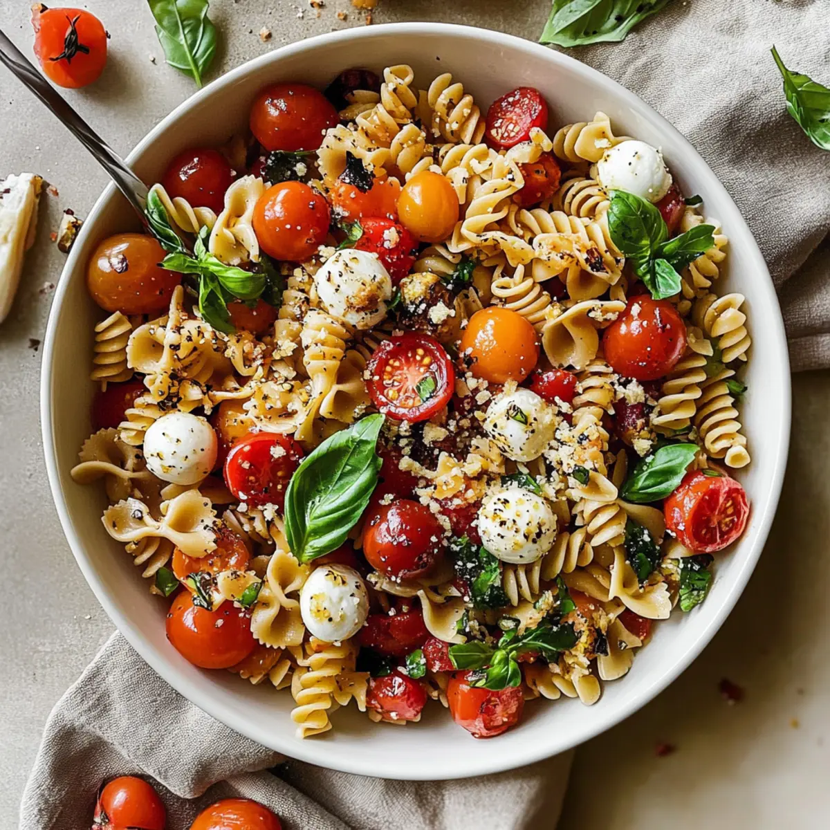 Bruschetta Pasta Salad that Pops with Flavor and Freshness