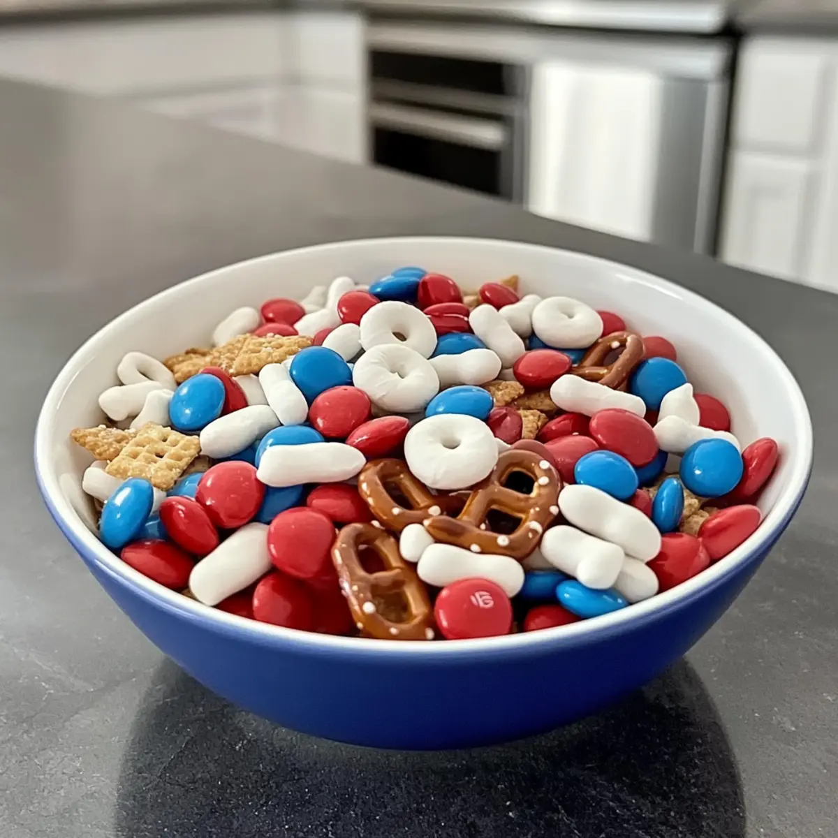 Colorful 4th of July Snack Mix for a Fun Celebration!