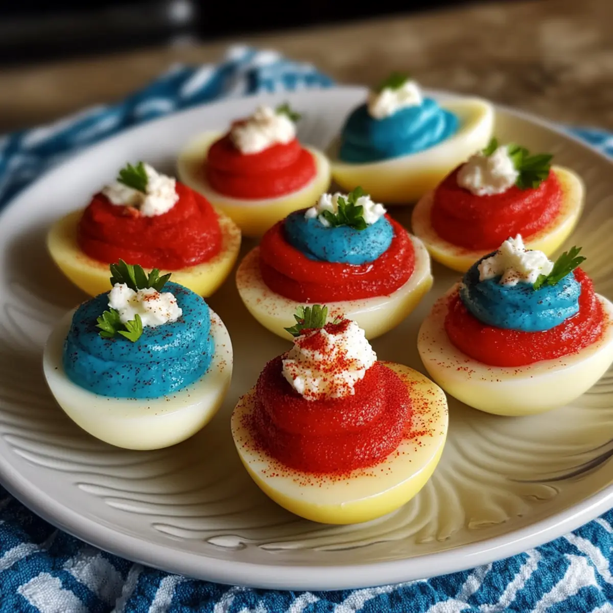 Red, White, and Blue Deviled Eggs for a Festive Celebration