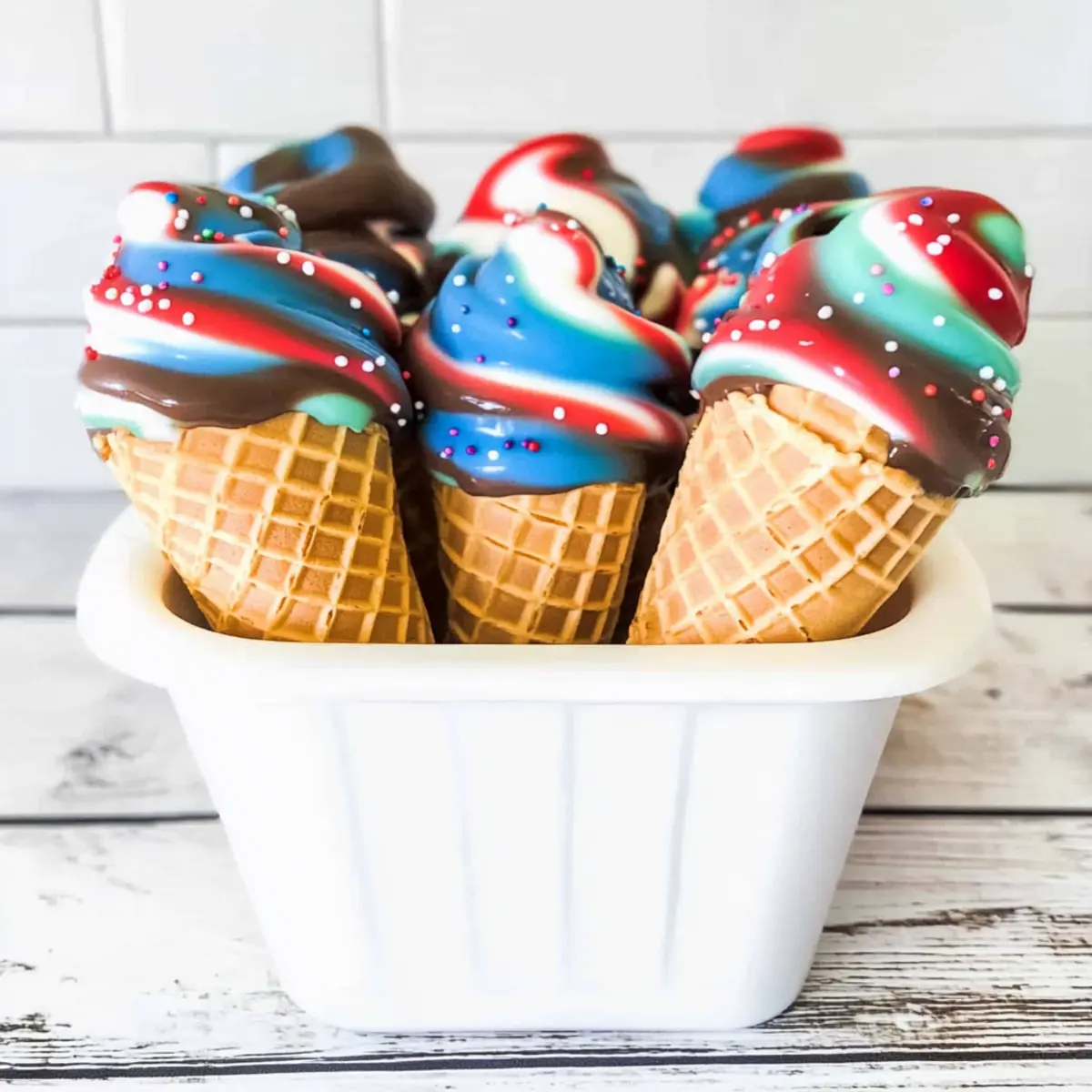 Vibrant Dipped Sugar Cones for a Sweet Summer Treat