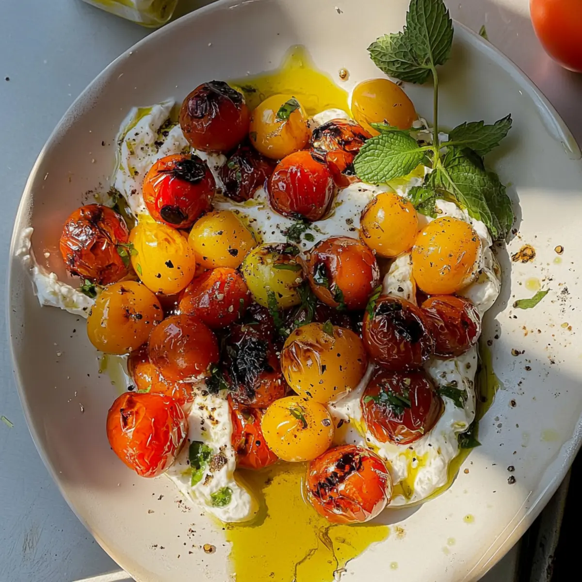 Grilled Cherry Tomatoes with Yogurt and Mint: Summer’s Delight
