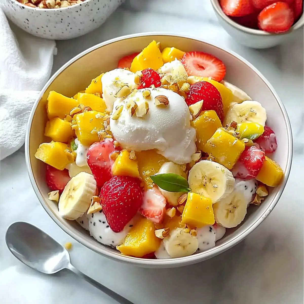 Fruit Salad with Ice Cream: A Colorful Tropical Delight