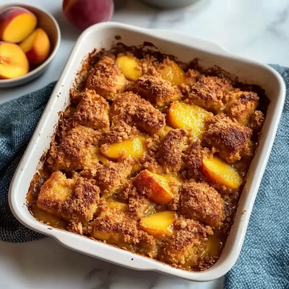 Savor the Morning: Easy Peach Cobbler French Toast Bake