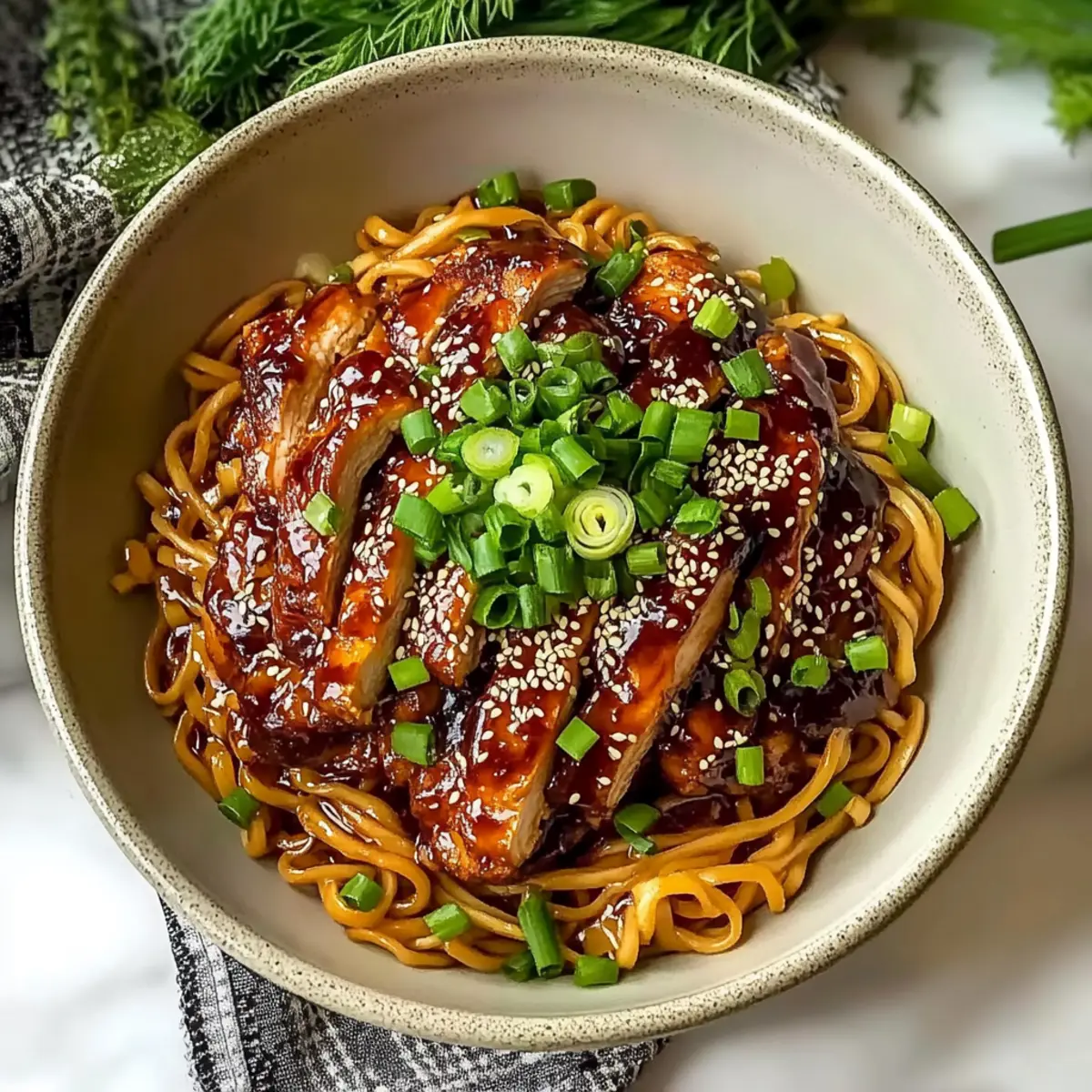 Creamy Garlic Noodles with Teriyaki Chicken Bliss