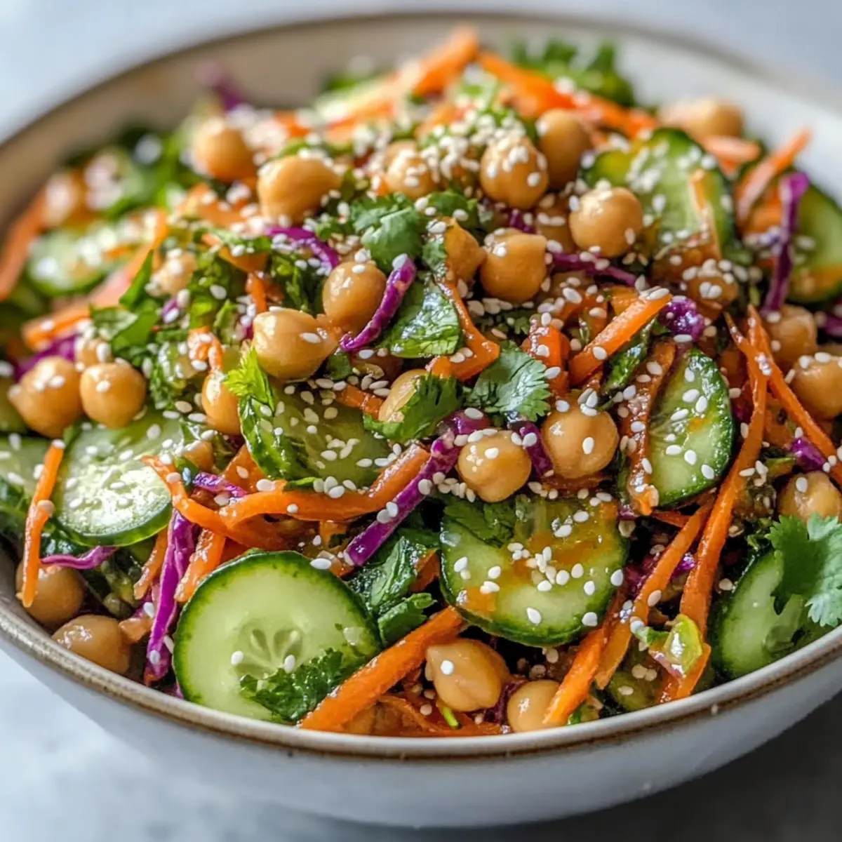Zesty Asian Cucumber and Chickpea Slaw for Refreshing Crunch