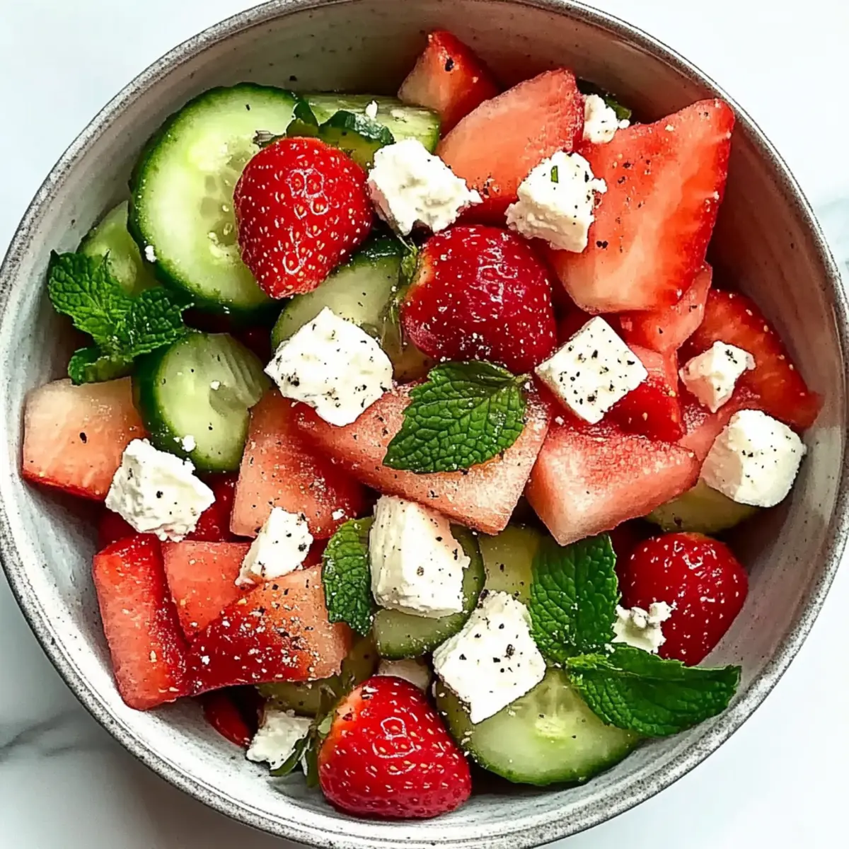 Refreshing Strawberry, Watermelon, Feta & Mint Cucumber Salad
