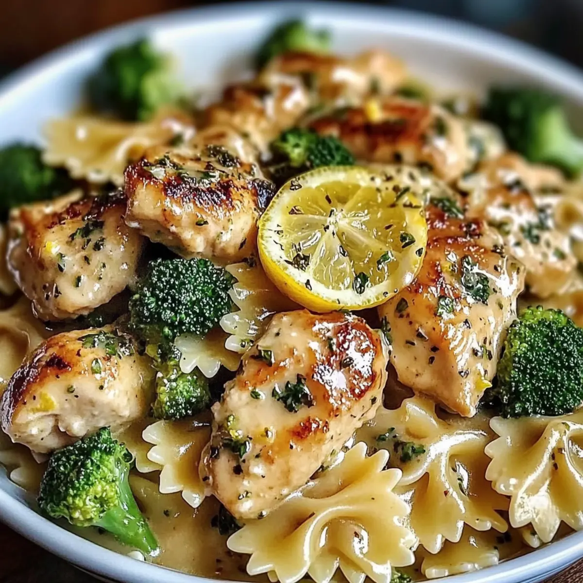 Creamy Cowboy Butter Lemon Bowtie Chicken with Broccoli Delight