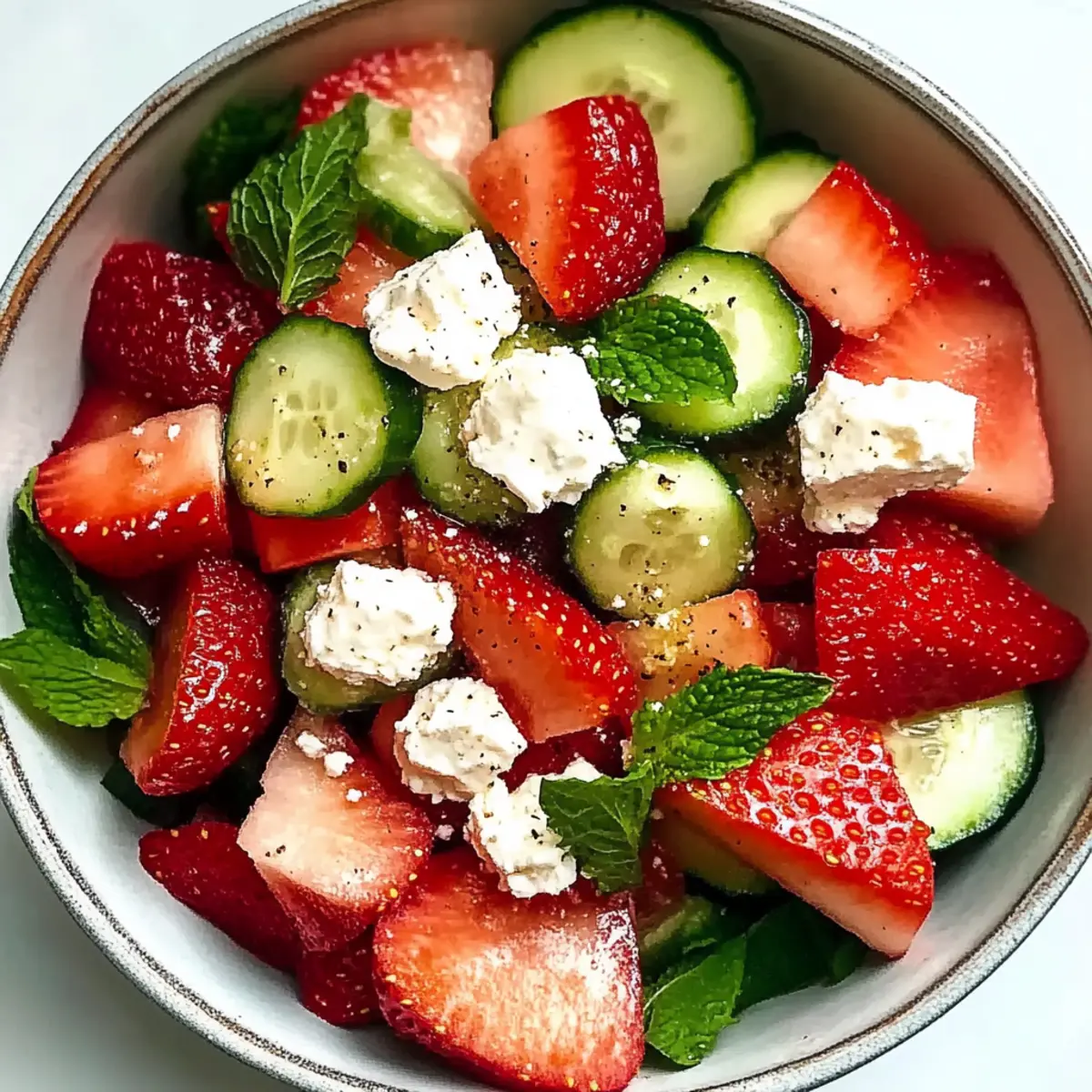 Delightful Strawberry, Watermelon, Feta & Mint Cucumber Salad
